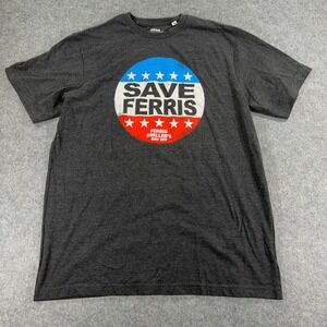 Ferris Buellers Day Off Save Ferris Graphic T-Shirt Mens 1XL Charcoal Grey 80s